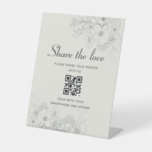 Share The Love Wedding QR code Pedestal Sign