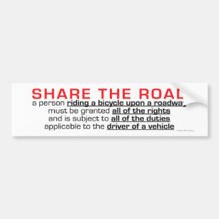 SHARE THE ROAD bumper sticker
