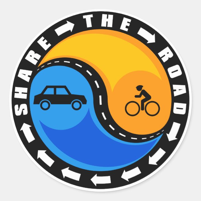 SHARE THE ROAD CLASSIC ROUND STICKER (Front)