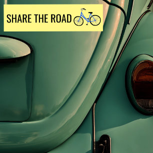SHARE THE ROAD Cute Blue Bicycle Cyclist  Bumper Sticker