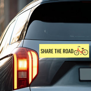 SHARE THE ROAD Cute RED Bicycle Cyclist  Bumper Sticker