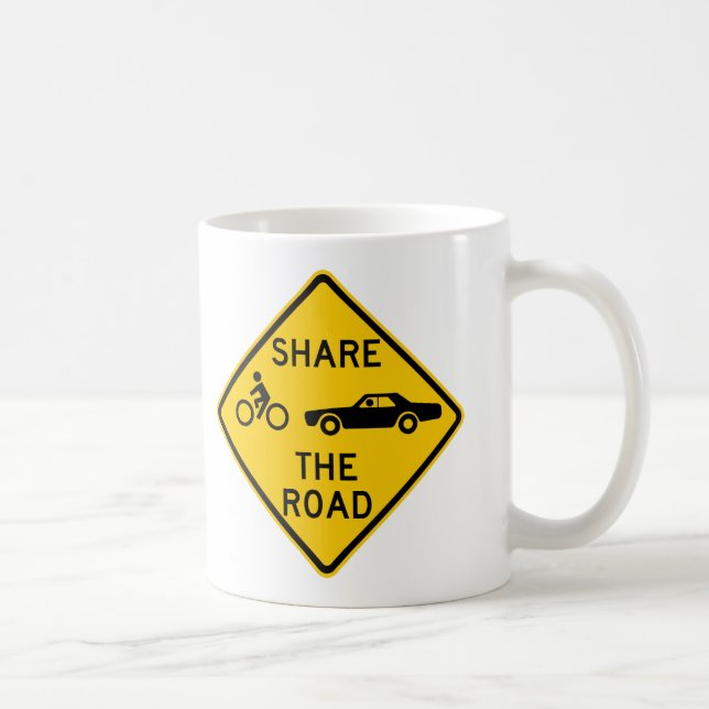 Share the Road Highway Sign Coffee Mug (Right)