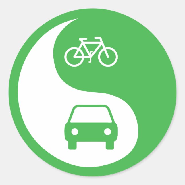 Share the Road Yin Yang Classic Round Sticker (Front)