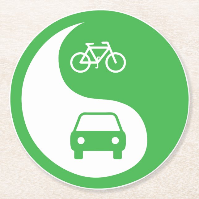 Share the Road Yin Yang Round Paper Coaster (Front)