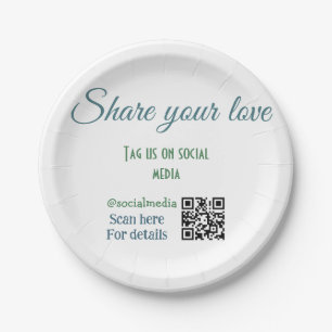 Share your love tag snap social media add q r code paper plate