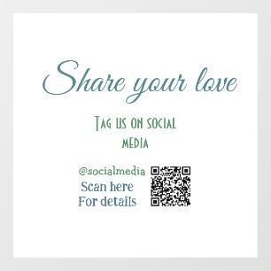 Share your love tag snap social media add q r code window cling