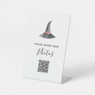 Share Your Photos Baby Shower QR Code Halloween Pedestal Sign