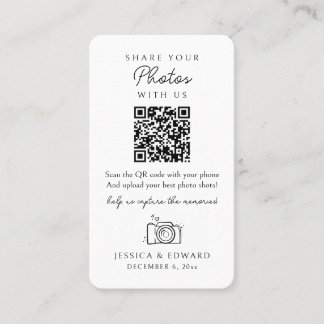 Share Your Photos Memorable Qr Code Simple Wedding Place Card