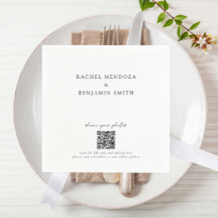 Share your Photos QR Code Minimal Wedding Elegant Napkin