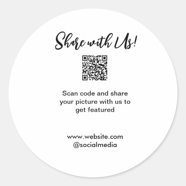 Share your picture scan QR code add website email  Classic Round Sticker (Front)
