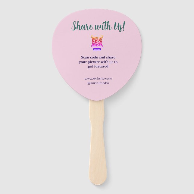 Share your picture scan QR code add website email  Hand Fan (Front)