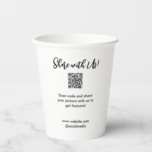 Share your picture scan QR code add website email  Paper Cups (Front)