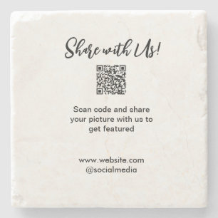 Share your picture scan QR code add website email Stone Coaster