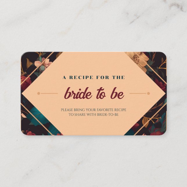 Share your Recipe - Floral Theme Bridal Shower Enclosure Card (Front)