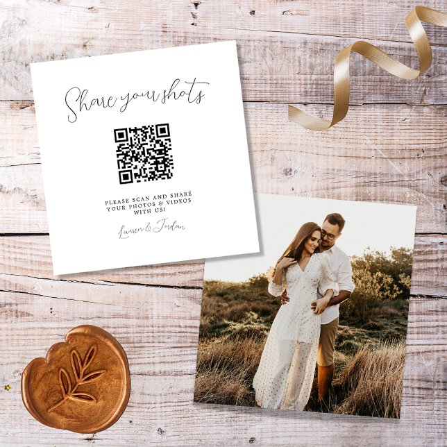 Share your Shots Photo Album QR Code Wedding Enclosure Card (Creator Uploaded)