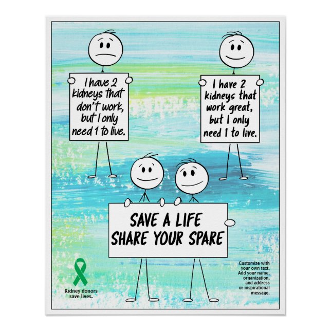 Share Your Spare a Living Kidney Donation Poster (Front)