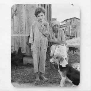 Sharecropper Family with Hound Dog, 1935 Mouse Mat