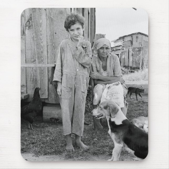 Sharecropper Family with Hound Dog, 1935 Mouse Mat (Front)