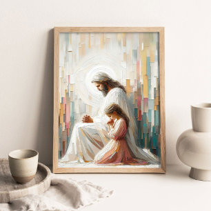 Shared Prayer, Christian Art, Jesus Christ and Gir Poster
