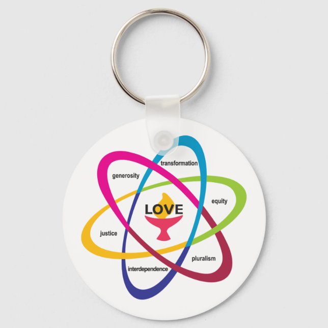 Shared Values Atom - Unitarian Universalist Associ Key Ring (Front)
