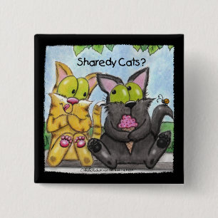 Sharedy Cats -Silly and Tig 15 Cm Square Badge