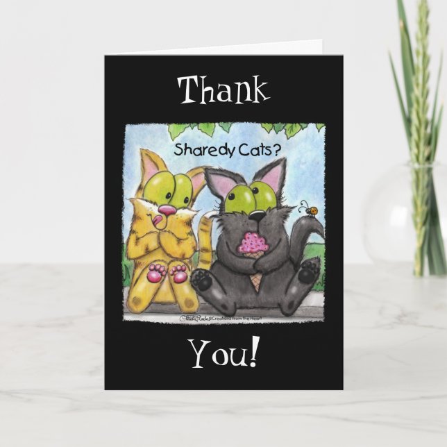 Sharedy Cats -Silly and Tig Thank You Card (Front)
