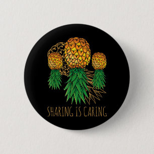 Sharing Is Caring Pineapple Hawaii Fruit Summer 6 Cm Round Badge