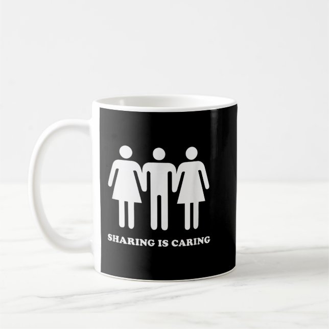 Sharing Is Caring Throuple Polyamory Gay Polyamoro Coffee Mug (Left)