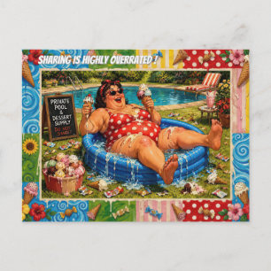 Sharing Is Highly Overrated - Self Denial Cartoon Postcard