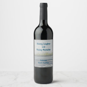 Sharing Laughter Making Memories Family Beach Trip Wine Label