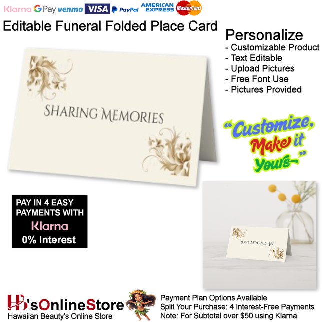 Sharing Memories Memorial Memorial Funeral Folded Place Card (Sharing Memories Memorial Memorial Funeral Folded Place Card.)