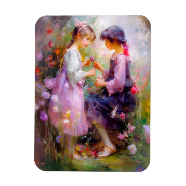 Sharing Roses and Friendship  Magnet (Vertical)