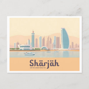 Sharjah UAE Pastel Travel Postcard