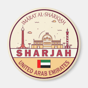 Sharjah United Arab Emirates City Skyline Emblem Magnet