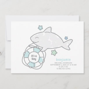 Shark Ahoy Baby Boy Birth Announcement