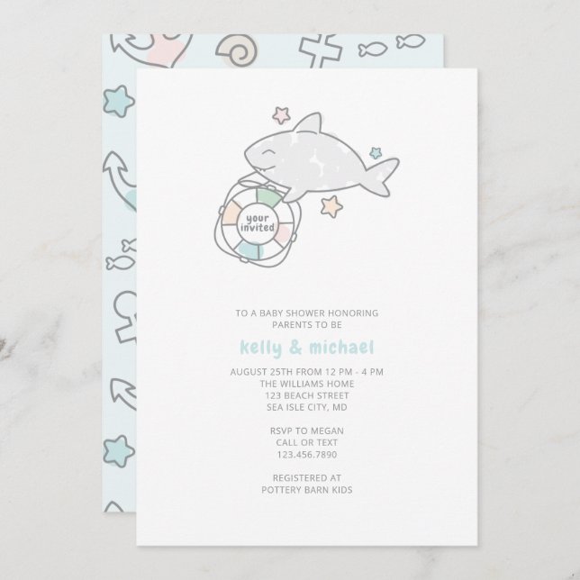Shark Ahoy Invitation (Front/Back)