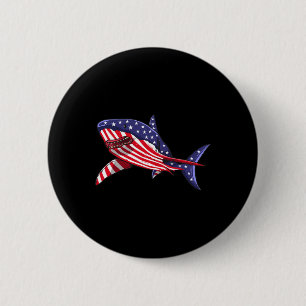 Shark American Flag Jawsome 4th Of July Kids Boys 6 Cm Round Badge