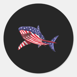 Shark American Flag Jawsome 4th Of July Kids Boys Classic Round Sticker
