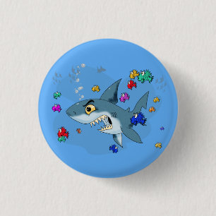 Shark Among Fish 3 Cm Round Badge
