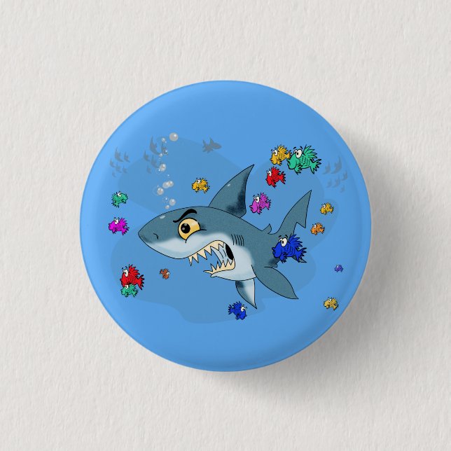 Shark Among Fish 3 Cm Round Badge (Front)