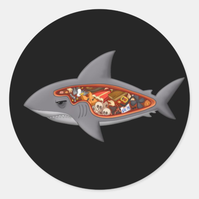 Shark Anatomy Classic Round Sticker (Front)