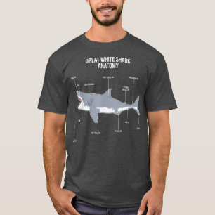 Shark Anatomy Great White Shark Ocean Animal Fish T-Shirt