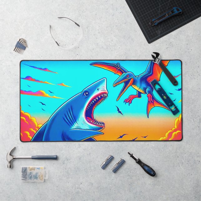 Shark and Dinoaur Desk Mat (Workstation)