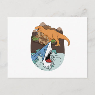 Shark And Dinosaur Boys Postcard
