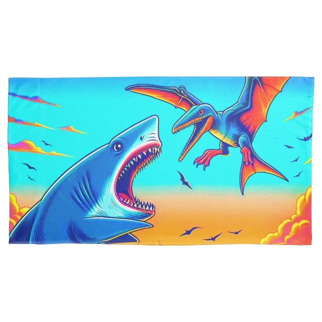 Shark and Dinosaur Pillowcase (Front)