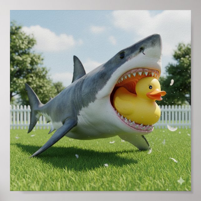Shark and Duck Battle Poster (Front)
