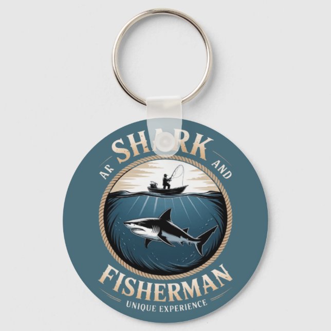 Shark and Fisherman Key Ring (Front)