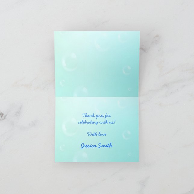 Shark and Starfish Cute Kawaii Baby Shower Thank You Card (Inside)