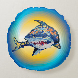Shark "Art by Kids" Round Cushion