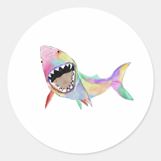 Shark Art  Classic Round Sticker (Front)